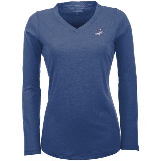 Antigua Los Angeles Dodgers Womens Flip Long Sleeve V neck T Shirt   Size: