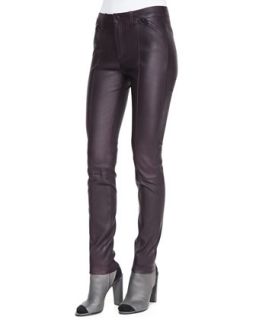 Womens Zip Detail Leather Leggings, Mulberry   Vince   Mulberry (10)