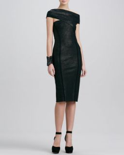 Womens Asymmetric Cap Sleeve Dress   Donna Karan   Black (10)