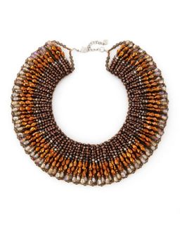 Beaded Crystal Collar Necklace, Bronze/Gray Multi   Nakamol   Gray