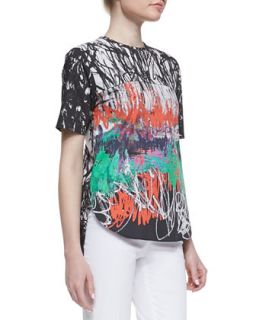 Womens Abstract Print Poplin Top   Cedric Charlier   Red black white (40/6)
