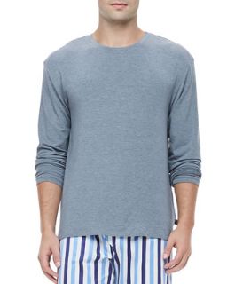 Mens Marlow Jersey Long Sleeve Lounge Tee, Charcoal   Derek Rose   Grey