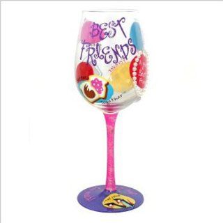 Top Shelf Best Friends Wine Glass: Kitchen & Dining