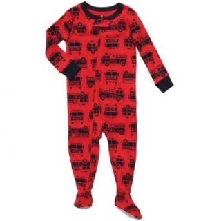 Carter's Baby Boys One Piece Cotton Knit "Red Fire Engines" Footed Sleeper Pajamas (12 Months): Clothing