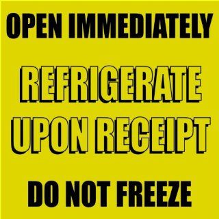 Polar Tech TAL544 Pressure Sensitive Permanent Adhesive Label, "OPEN IMMEDIATELY REFRIGERATE UPON ARRIVAL DO NOT FREEZE", 4" Length x 4" Width, Black on Yellow (Roll of 500): Industrial & Scientific
