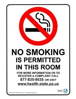 No Smoking In This Room Sign NHE 7876 Pennsylvania No Smoking : Business And Store Signs : Office Products