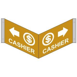 Cashier With Inward Arrow Bilingual Sign NHE 9660Tri WHTonGLD  Business And Store Signs 