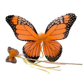 Orange Monarch Butterfly Wing & Wand Set: Toys & Games
