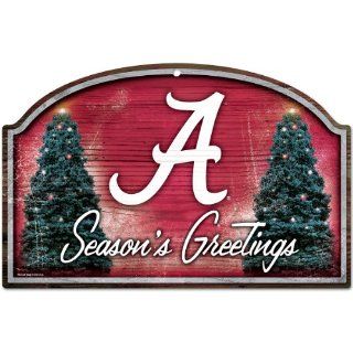 NCAA Alabama Crimson Tide 11 By 17 Inch Season's Greetings Wood Sign : Sports Fan Decorative Plaques : Sports & Outdoors