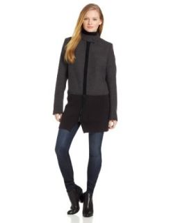 Calvin Klein Women's Jacket with Sweater Trim at  Womens Clothing store: Wool Outerwear Coats