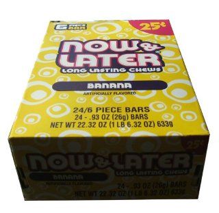 Now and Later Banana Flavored Candy Twenty Four 6 piece Bars : Taffy Candy : Grocery & Gourmet Food