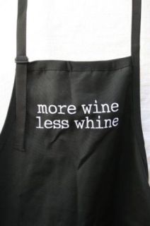Deluxe Embroidered Apron   More Wine Less Whine Clothing