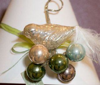 Glass Clip on Bird Ball Spray Ornament Vintage Looking   Christmas Ball Ornaments