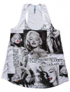 Marilyn Monroe Newsprint Graphic/Fashion Tank Top Shirt, White