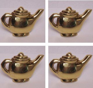 Lots of Four (4) Antique Solid Brass Handmade exceptional Tea Pot Knob Pulls. We are not sure the exact age, looks like it could be from the early 1900s.   Cabinet And Furniture Knobs  