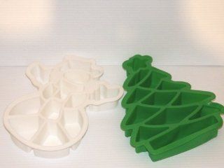 2 Piece Set Holiday Christmas Tree and Snowman Pull Apart Take Apart Silicone Cake Baking Pans. Looks Like One Cake. Kitchen & Dining