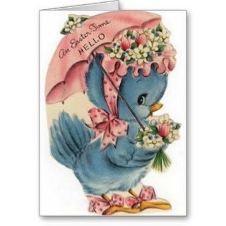 Vintage Blue Bird Easter Card