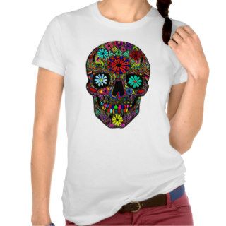 Painted Skull with Floral Design Shirt