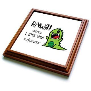 trv_157446_1 EvaDane   Funny Quotes   Rawr means I love you in dinosaur. Cute dinosaur.   Trivets   8x8 Trivet with 6x6 ceramic tile: Decorative Tiles: Kitchen & Dining