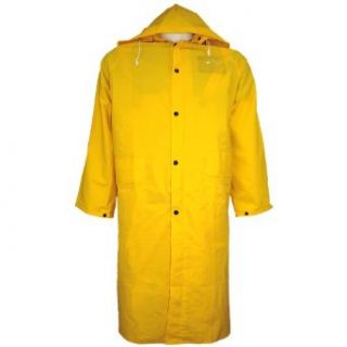 Global Glove RCB89 PVC Raincoat with Detachable Hood and Badge Holder, 49" Length, 2X Large, Yellow (Case of 12): Industrial & Scientific