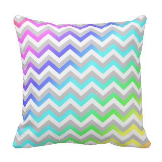 Rainbow Gradient Colorful Chevron ZigZag Stripes Throw Pillows
