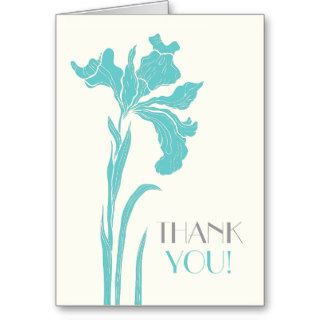 Iris flower aqua, grey floral wedding Thank You Cards