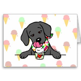 Black Lab Puppy Ice Cream Cartoon Cards