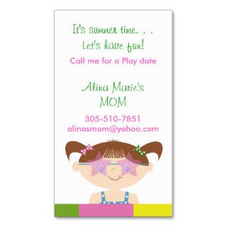 Little girl and her star sunglasses Play Date Card Business Cards