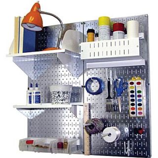 Wall Control Craft Center Pegboard Organizer Kit, Galvanized Tool Board and White Accessories  Make More Happen at