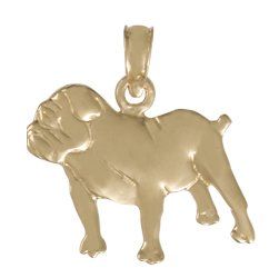 14k Gold Animal Necklace Charm Pendant, Bulldog K9 Dog Charm: Jewelry
