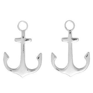 925 Sterling Silver Nautical Anchor Post Earrings, High Polish &: Stud Earrings: Jewelry