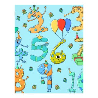 Birthday Party Numbers, on Pale Blue. Personalized Flyer