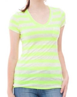 Yellow Ladies Horizontal Striped Short Sleeve Front Pocket Top at  Womens Clothing store
