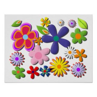 Flower Power Retro Floral Vector Print