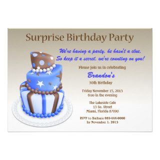 Tilted Cake Surprise Birthday Invitation