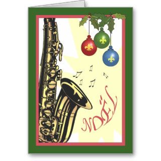 Saxophone New Orleans Jazz Christmas Card
