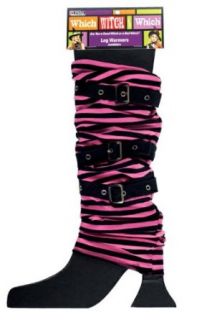 Black and Red Striped Leg Warmers with Buckles, One Size fits Most: Adult Sized Costumes: Clothing