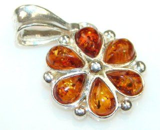 Amber Women's Silver Pendant 3.00g (color: golden, dim.: 1 1/8, 3/4, 1/8 inch). Amber Crafted in 925 Sterling Silver only ONE pendant available   pendant entirely handmade by the most gifted artisans   one of a kind world wide item   FREE GIFT BOX: Pen