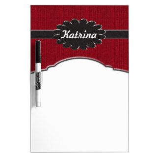 Black Leather Monogram on Red Material Background Dry Erase Whiteboard