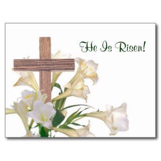 Exquisite! Easter Lilies & Wooden Cross Card Postcards