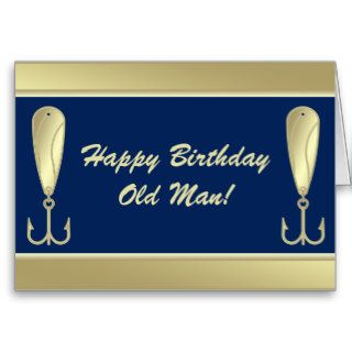 Funny Fishing Spoon Lure Angler Happy Birthday Greeting Cards