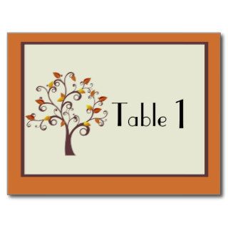 Whimsical Fall Tree Wedding Table Number Post Card