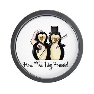CafePress Mr and Mrs Penguin From This Day Forward Wall Cloc Wall Cloc   Wall Clocks