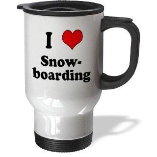 3dRose tm_173383_1 I Love Snowboarding, Heart Stainless Steel Travel Mug, 14 Ounce: Kitchen & Dining