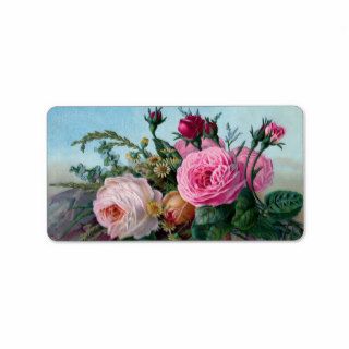 Shabby Chic Vintage Pink & White Roses Floral Custom Address Labels