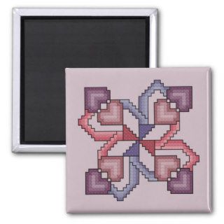 Heart Quilt Square cross stitch pattern Refrigerator Magnet