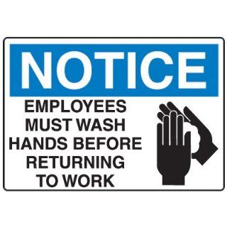 Emedco Employees Must Wash Hands Fiberglass Sign: Industrial Warning Signs: Industrial & Scientific