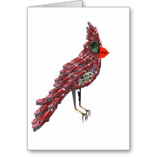 Steampunk Science Fiction Cardinal Cadillac Bird Greeting Card