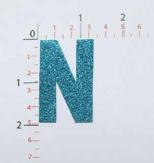 N Glitter Letter Words Alphabet Embroidered Iron on Patch Sew on DIY Patches (Blue)