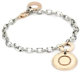 Rebecca "Word" Rose Gold Over Bronze Letter "O" Bracelet: Link Charm Bracelets: Jewelry